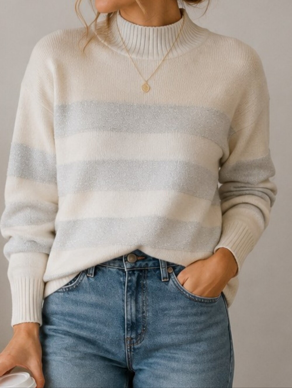 Tribal Bold Metallic Stripe Jumper Moonstone L/M – Oversized Fit